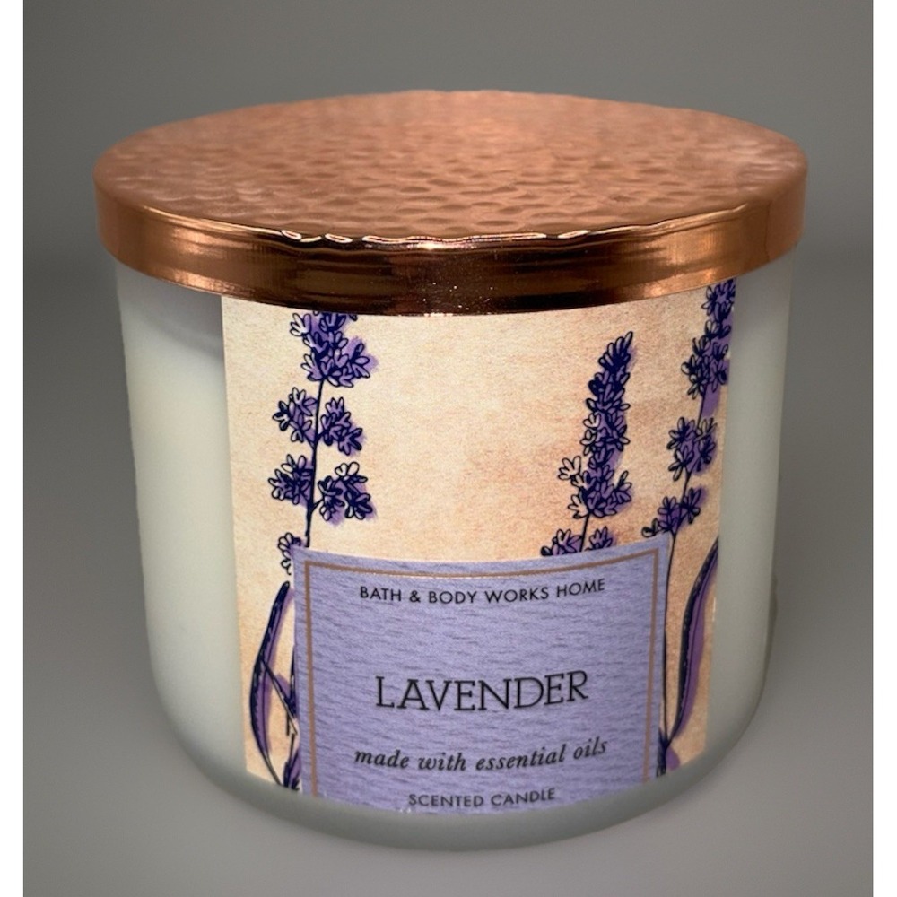 Bath & Body Works 3-wick Scented Candle LAVENDER Hammered Copper Looking Lid